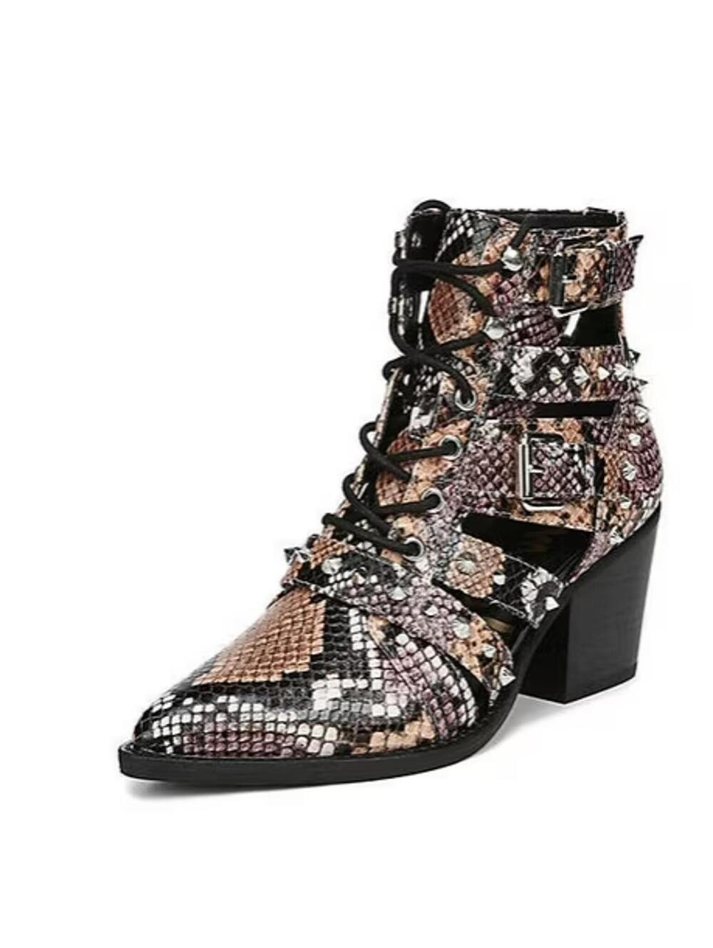 LKNW Sam Edelman Elana Multi Snake Pointed Up Cut Out Booties Boots 7